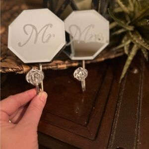 Mr and Mrs Decorative Mirrored Hooks
